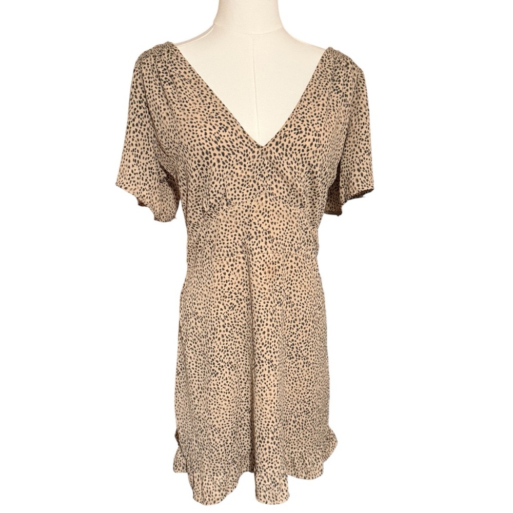 Abercrombie & Fitch Dress Womens Flowy Short Sleeve Dress Cheetah Print Pockets